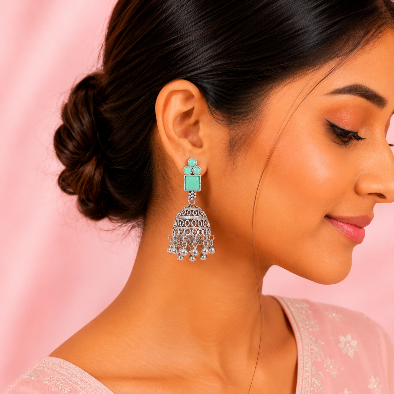12 Designer Colorful Jhumkas Mirror Box