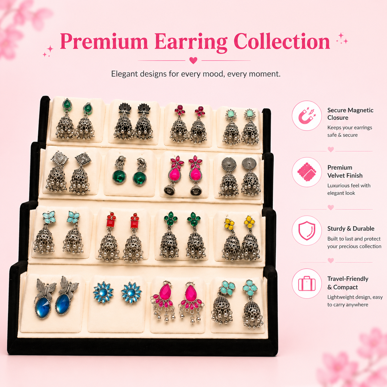 16 Colourful Jhumka with Folding Box