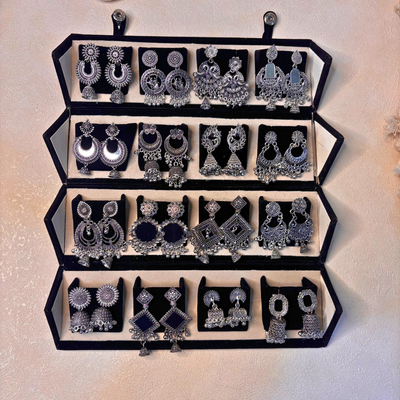 16 Premium Silver Jhumka Set