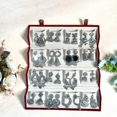 16-Piece Silver Jhumka Set for Women