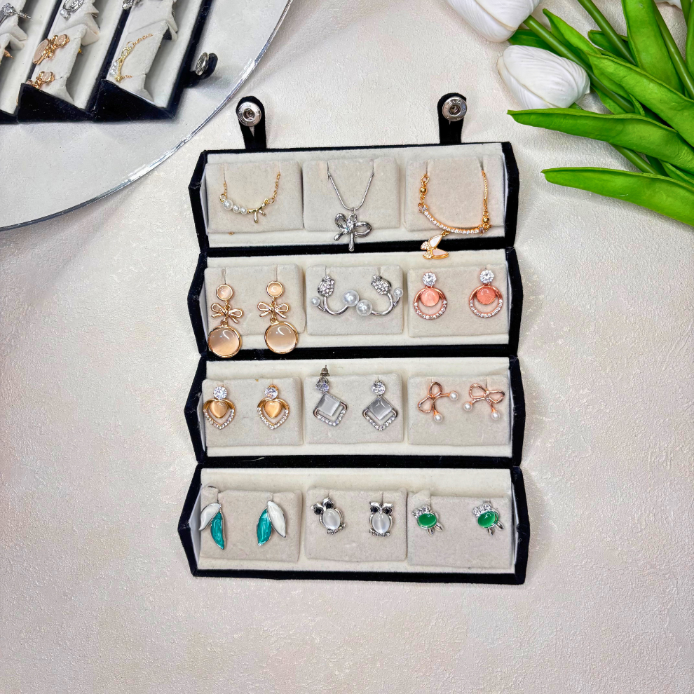 Set of 12 Stud Earrings with Pendants Box