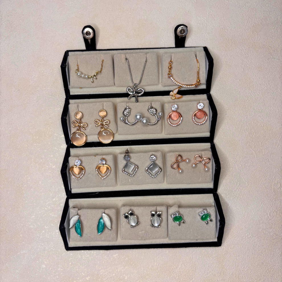 Set of 12 Stud Earrings with Pendants Box