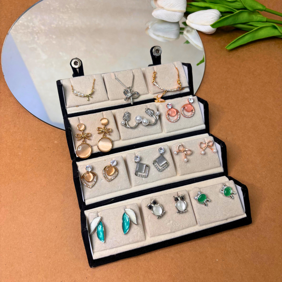 Set of 12 Stud Earrings with Pendants Box