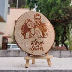 Personalized Wooden Slice Photo Frame – Wedding Anniversary