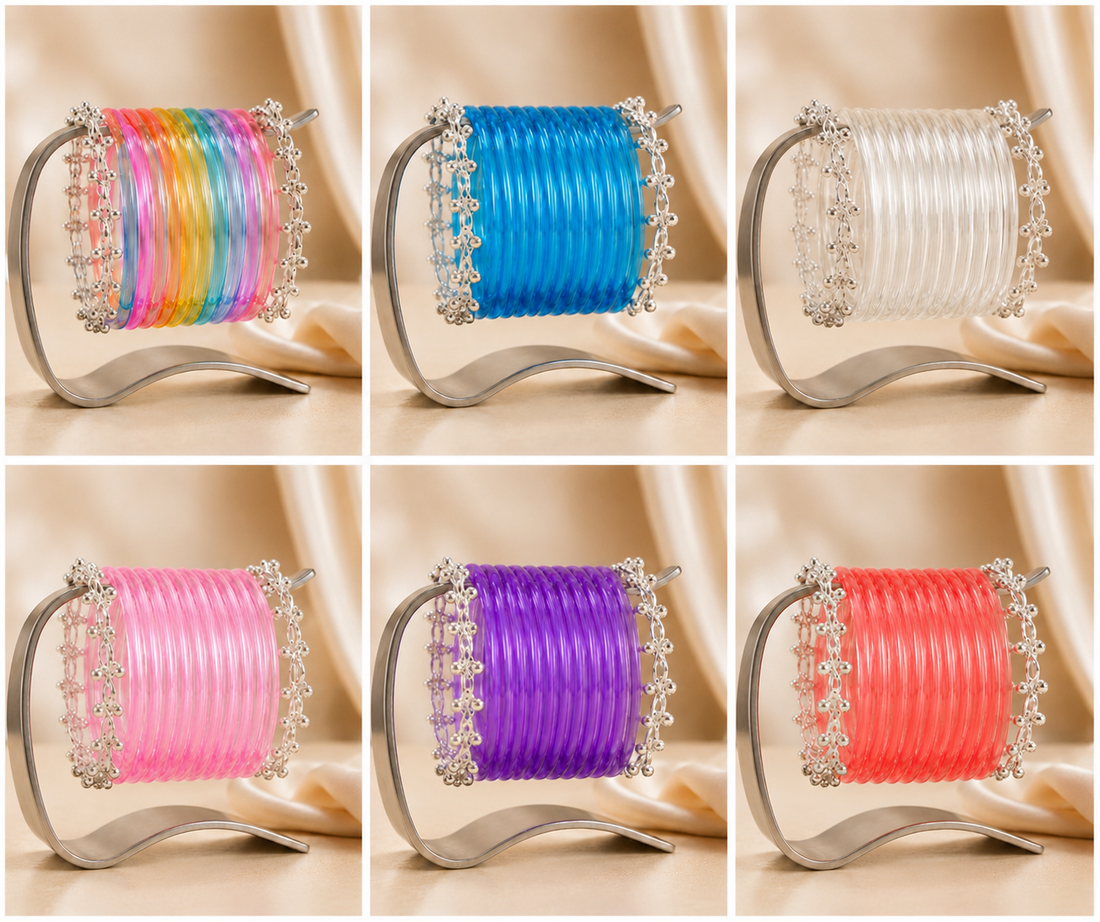 Transparent Glass Bangles with Ghungroo Charm