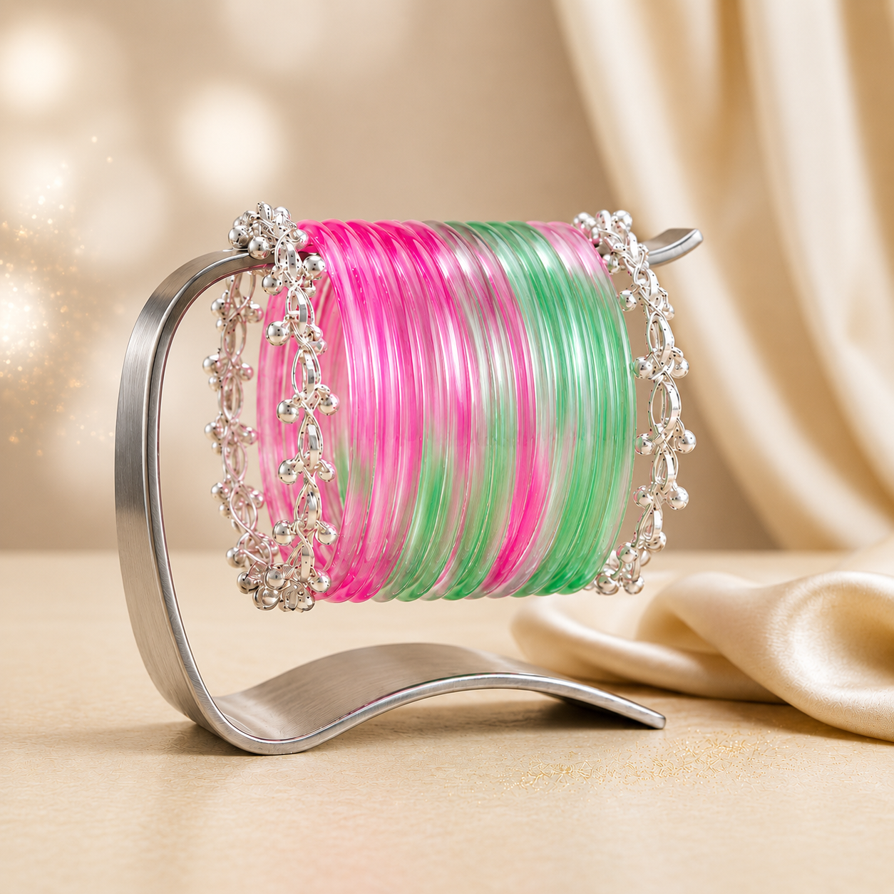 Transparent Glass Bangles with Ghungroo Charm