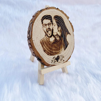 Personalized Wooden Slice Photo Frame – Wedding Anniversary