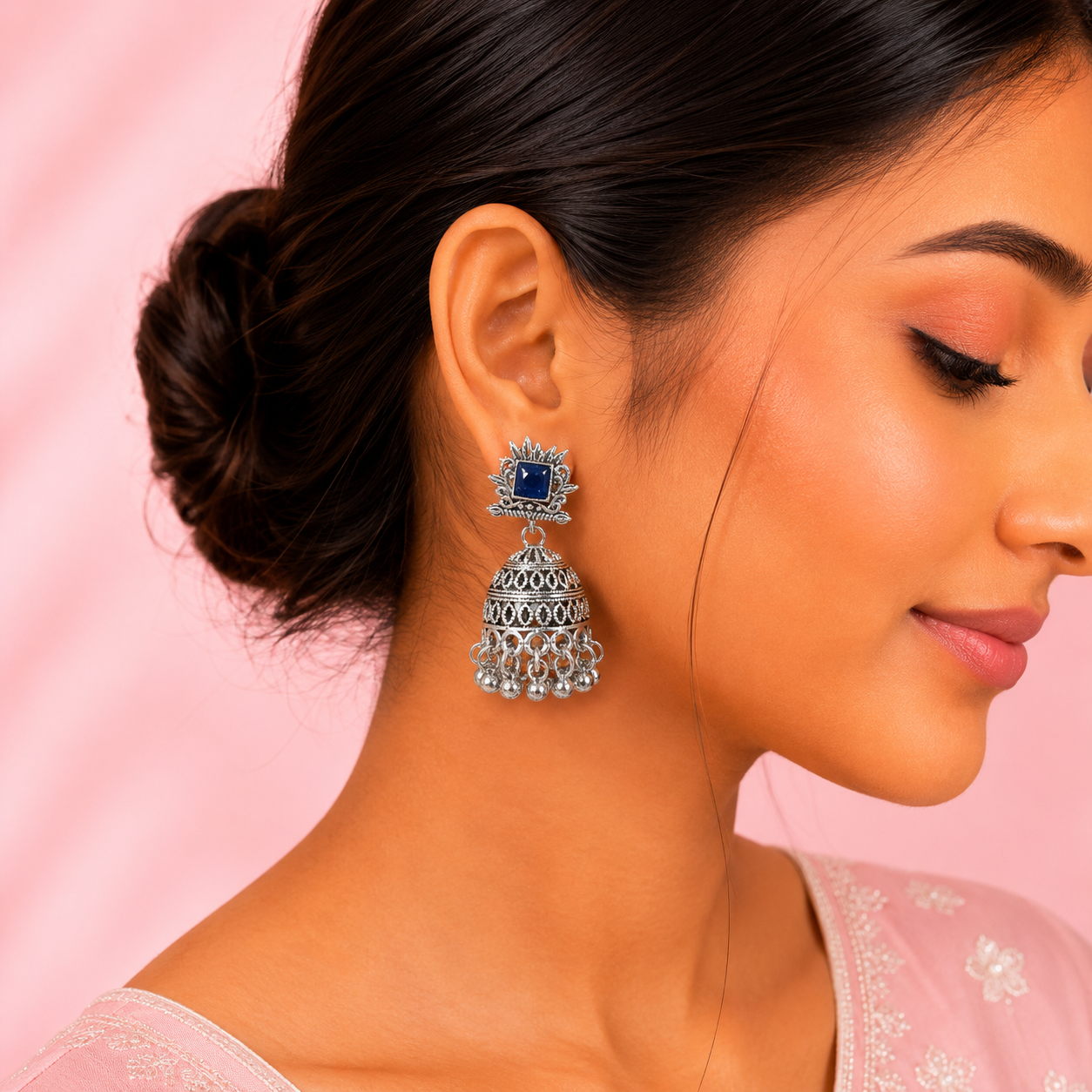 12 Designer Colorful Jhumkas Mirror Box
