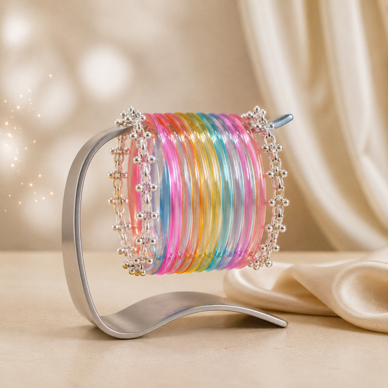 Transparent Glass Bangles with Ghungroo Charm