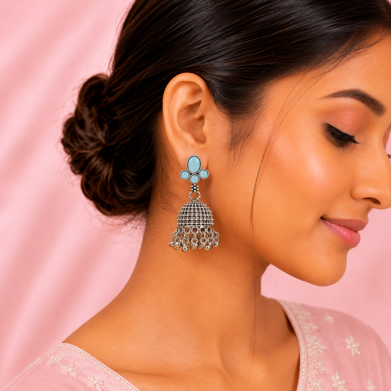 12 Designer Colorful Jhumkas Mirror Box