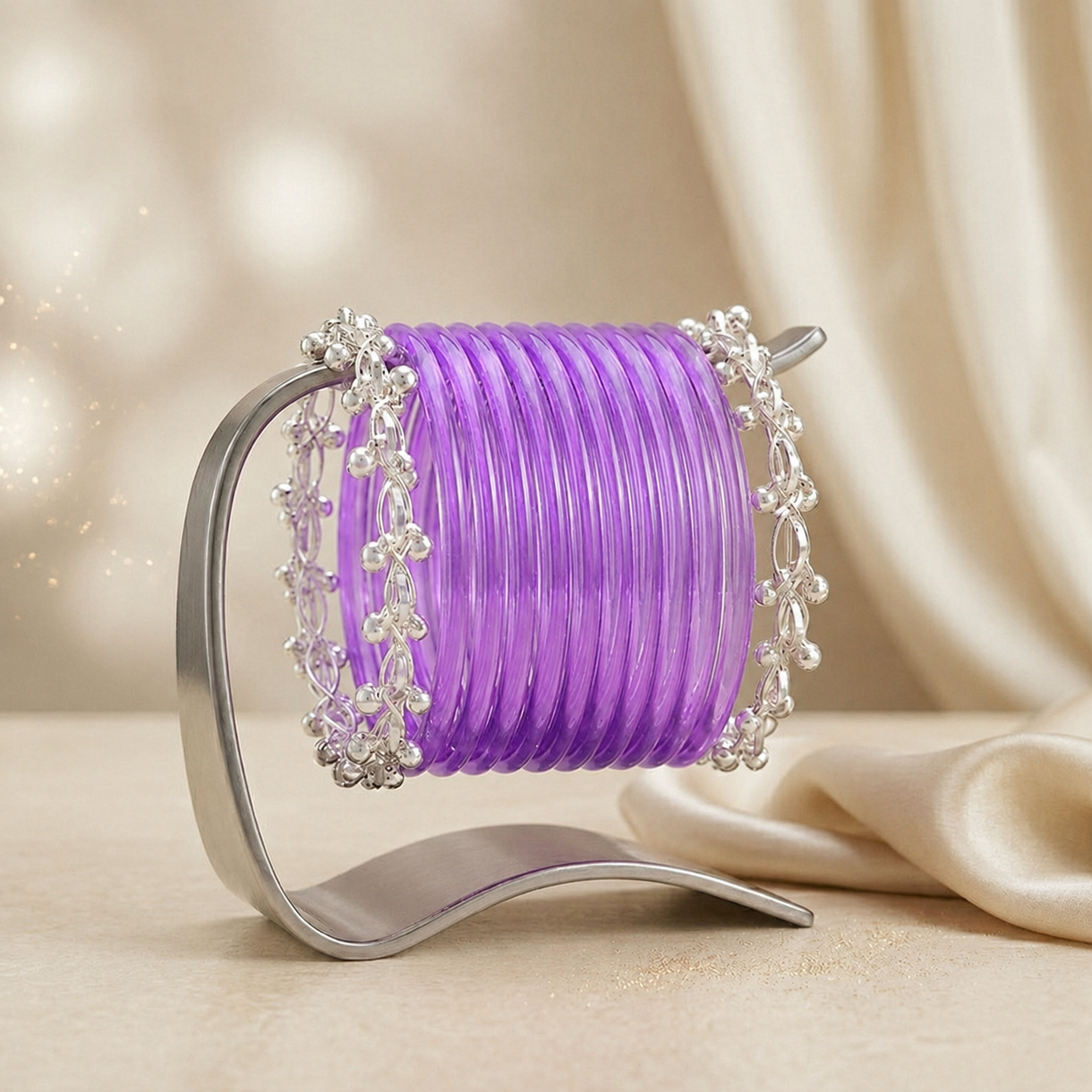 Transparent Glass Bangles with Ghungroo Charm