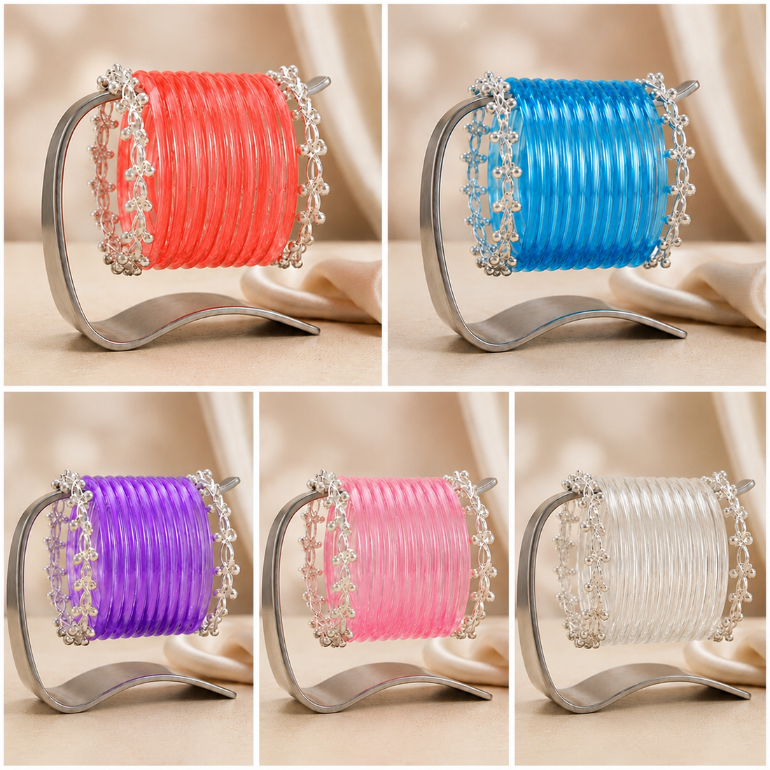 Transparent Glass Bangles with Ghungroo Charm