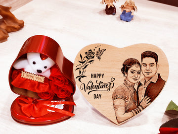Valentine’s Day Combo of Personalized Photo Frame and Teddy Box
