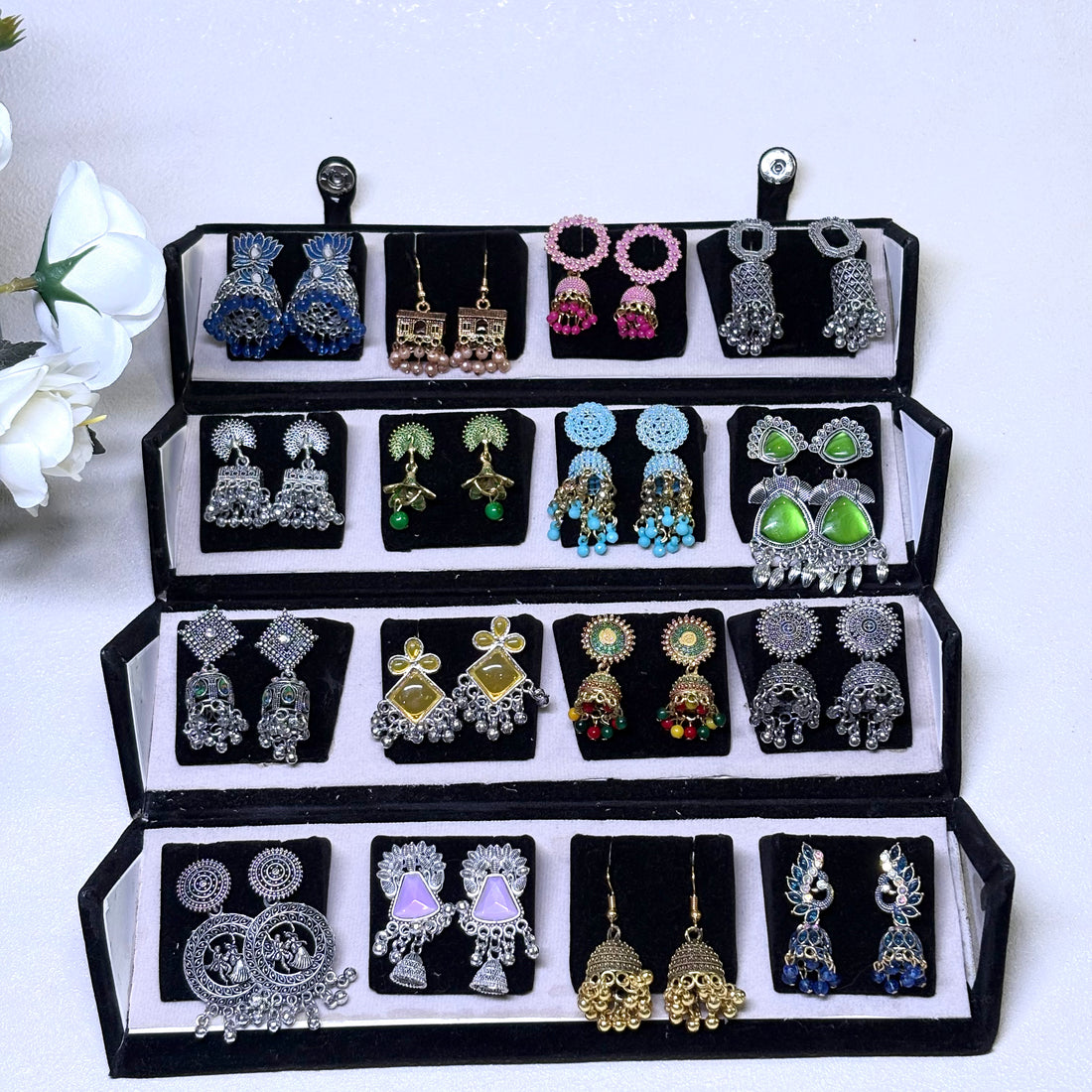 16 Colourful Jhumka with Folding Box