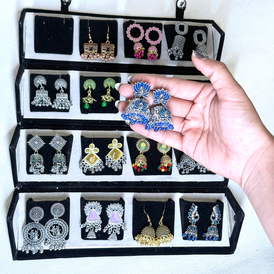 16 Colourful Jhumka with Folding Box