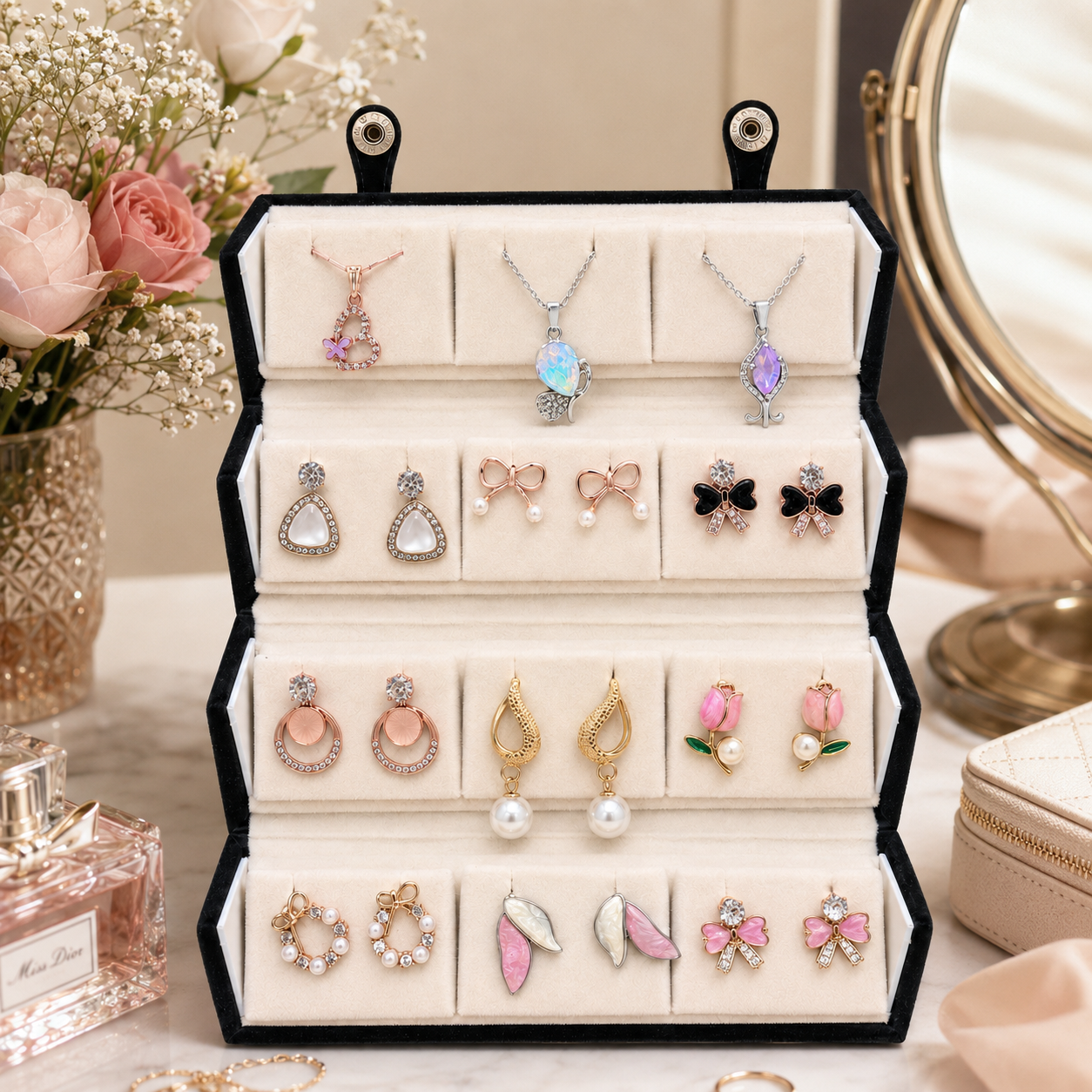 Set of 12 Stud Earrings with Pendants Box - 11