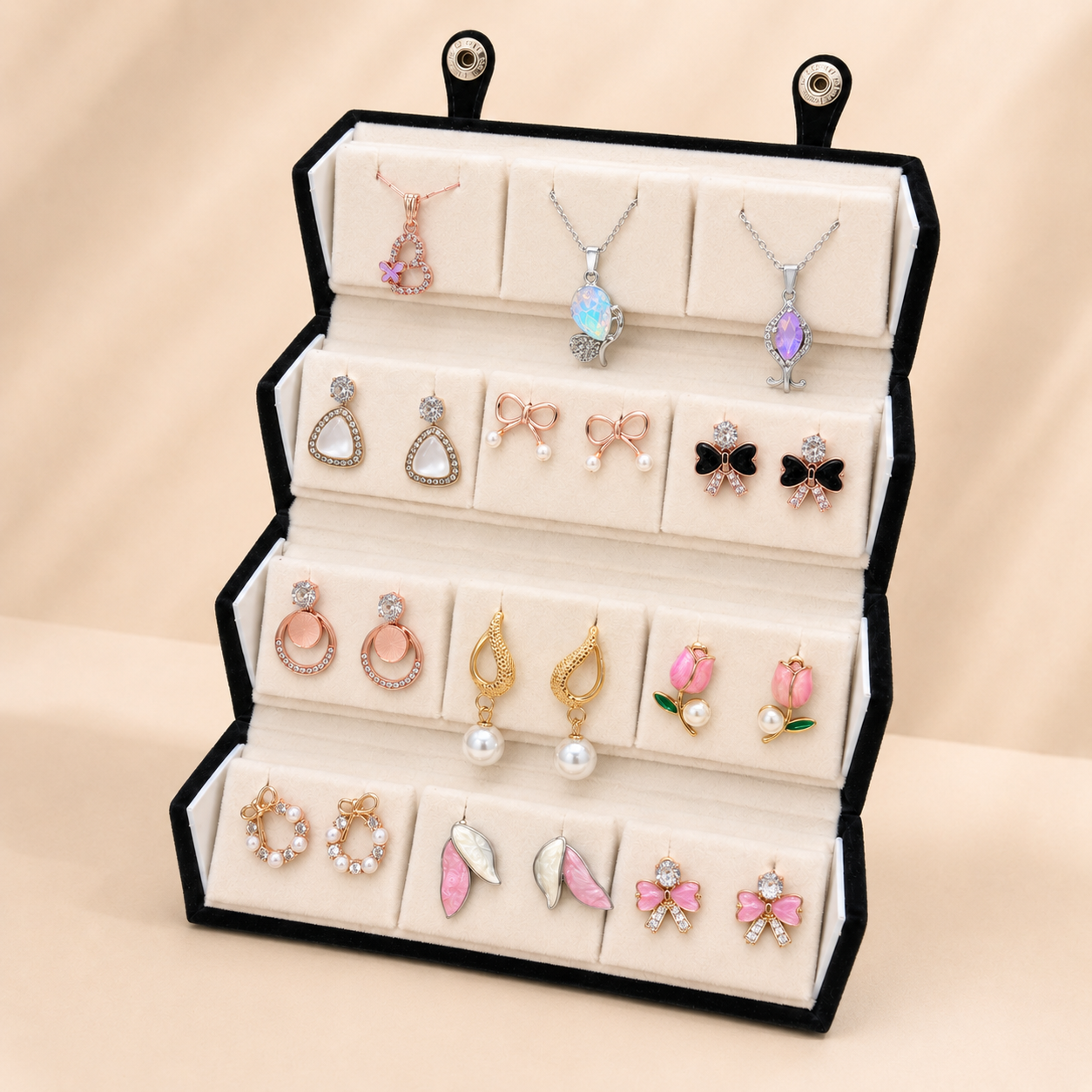 Set of 12 Stud Earrings with Pendants Box - 2