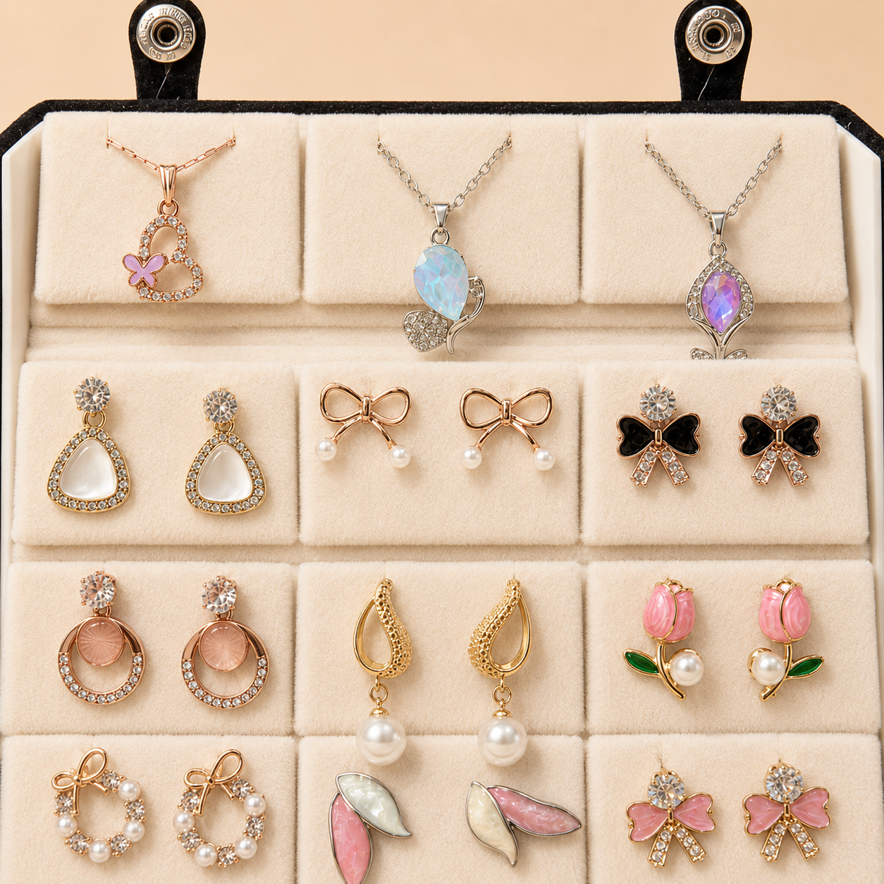 Set of 12 Stud Earrings with Pendants Box - 3