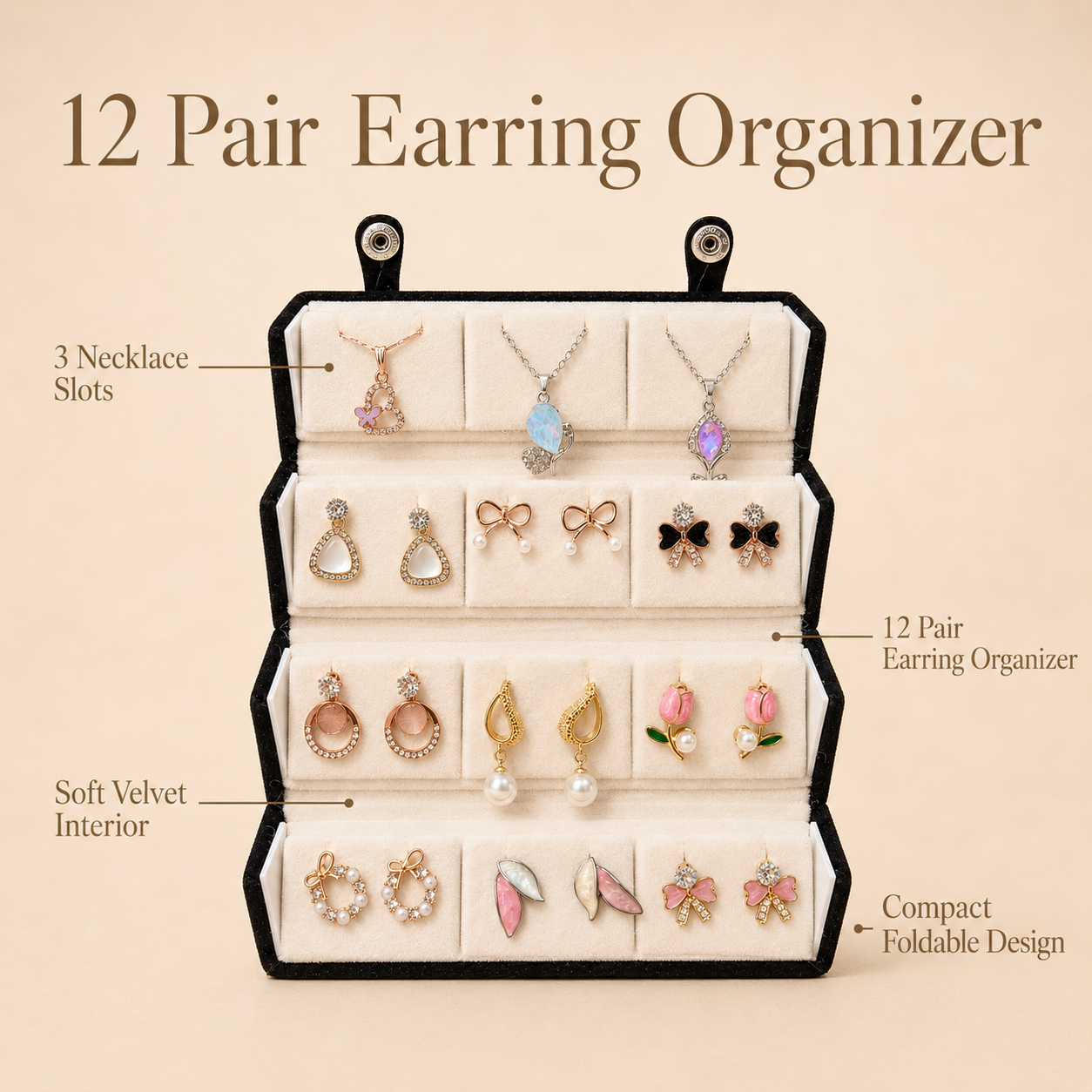 Set of 12 Stud Earrings with Pendants Box - 9