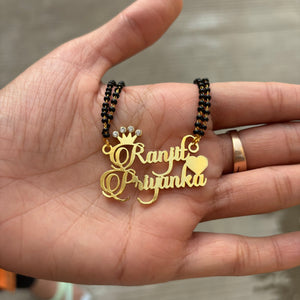 Diamond Heart And Crown Name Necklace