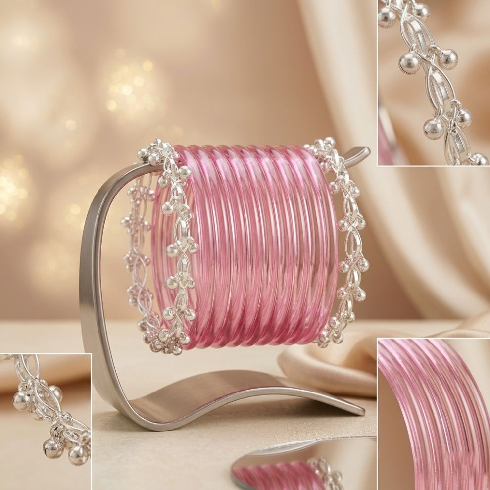 Transparent Glass Bangles with Ghungroo Charm