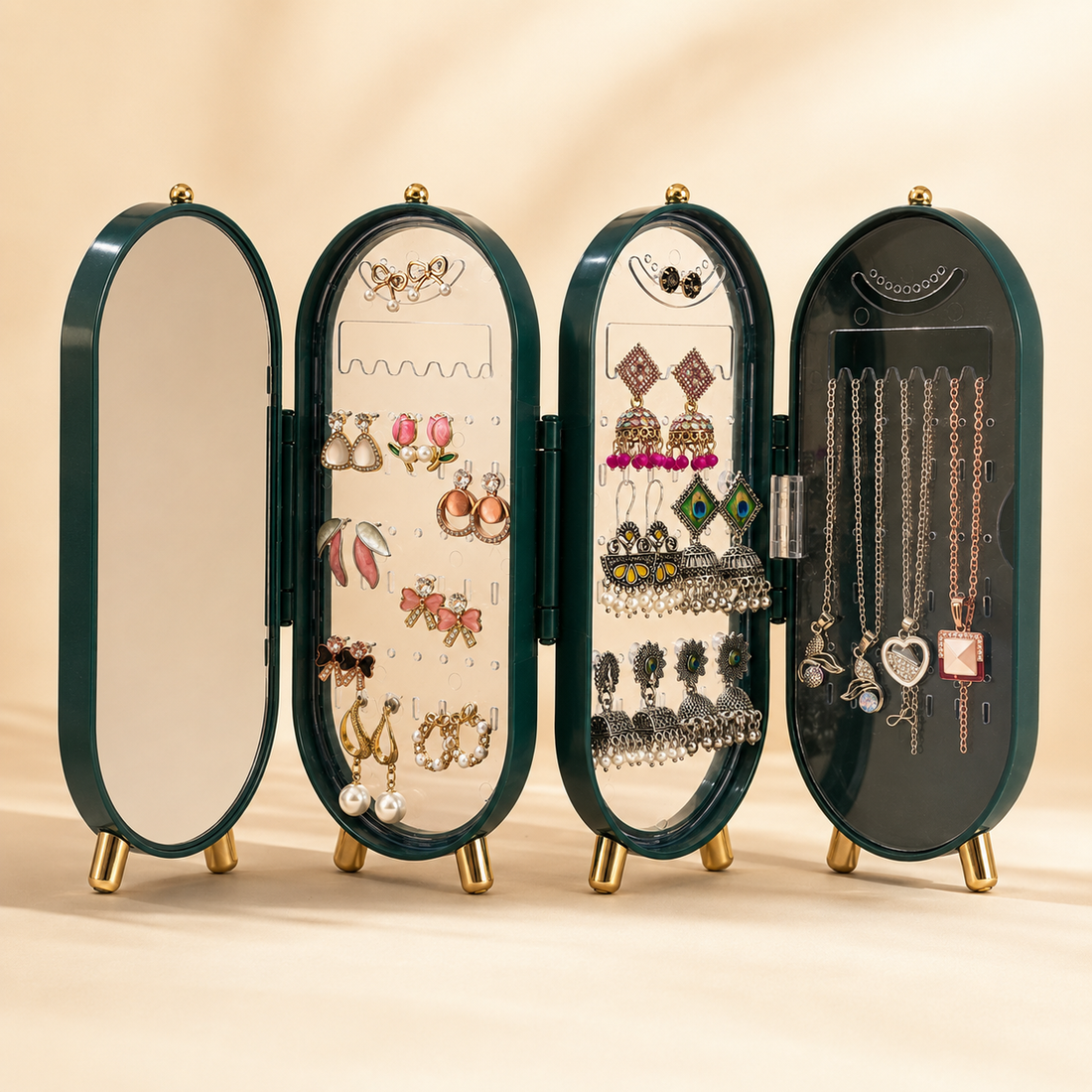 Viral 3-fold elegant Green  Jewellery box