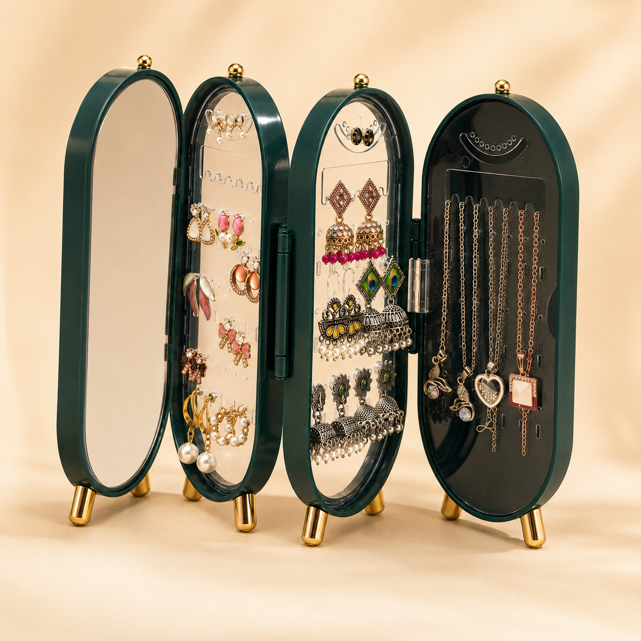 Viral 3-fold elegant Green Jewellery box - 1