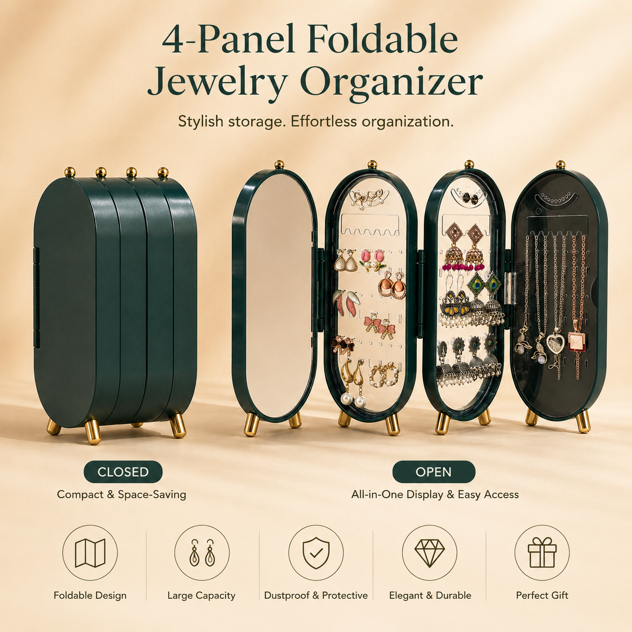 Viral 3-fold elegant Green Jewellery box - 10