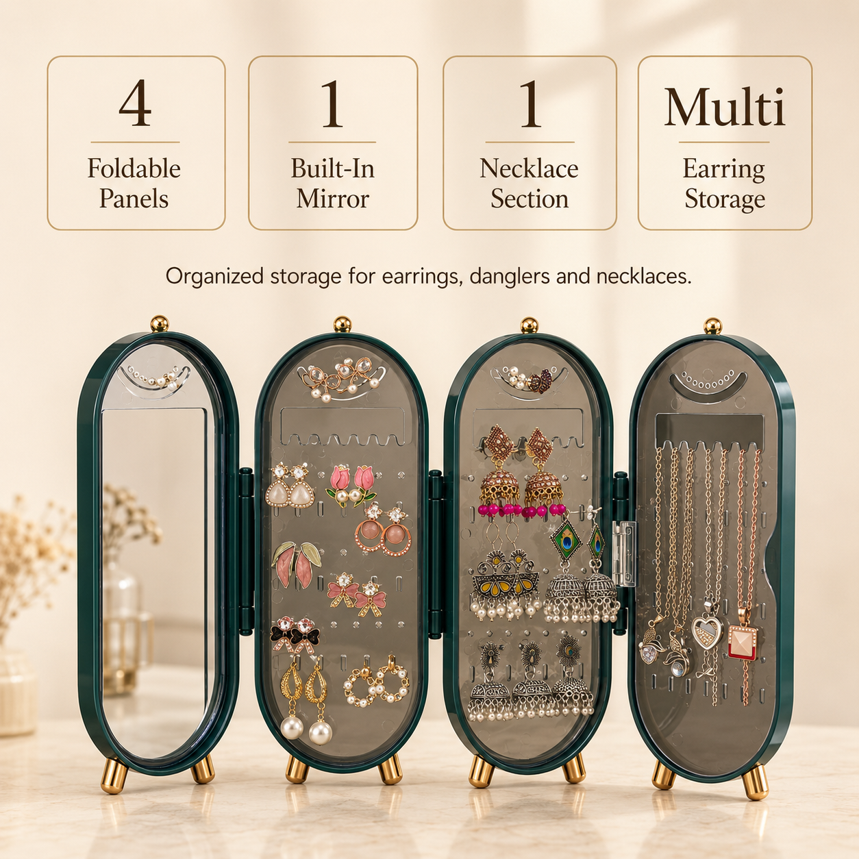 Viral 3-fold elegant Green Jewellery box - 6