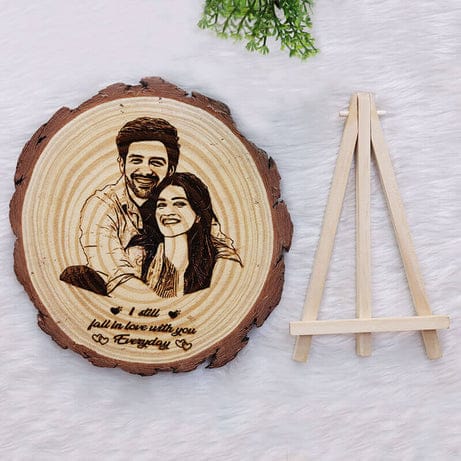 Natural Wooden Engraved Photo Frame with Free Stand
