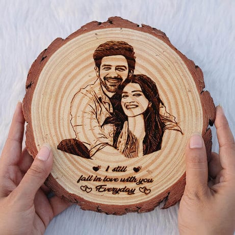 Natural Wooden Engraved Photo Frame with Free Stand