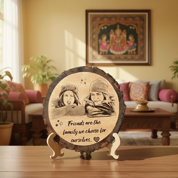 Customized Photo Frame on Wood with Calendar 🪵