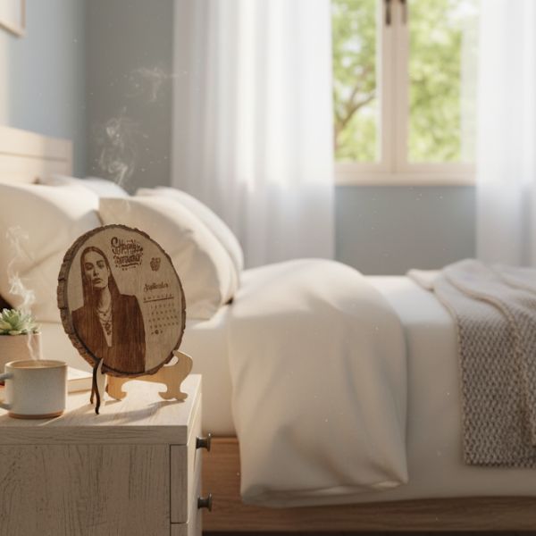 Customized Photo Frame on Wood with Calendar 🪵