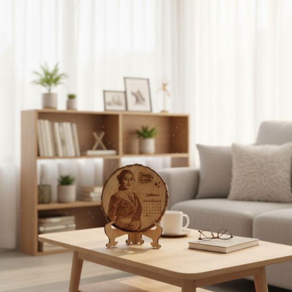 Customized Photo Frame on Wood with Calendar 🪵